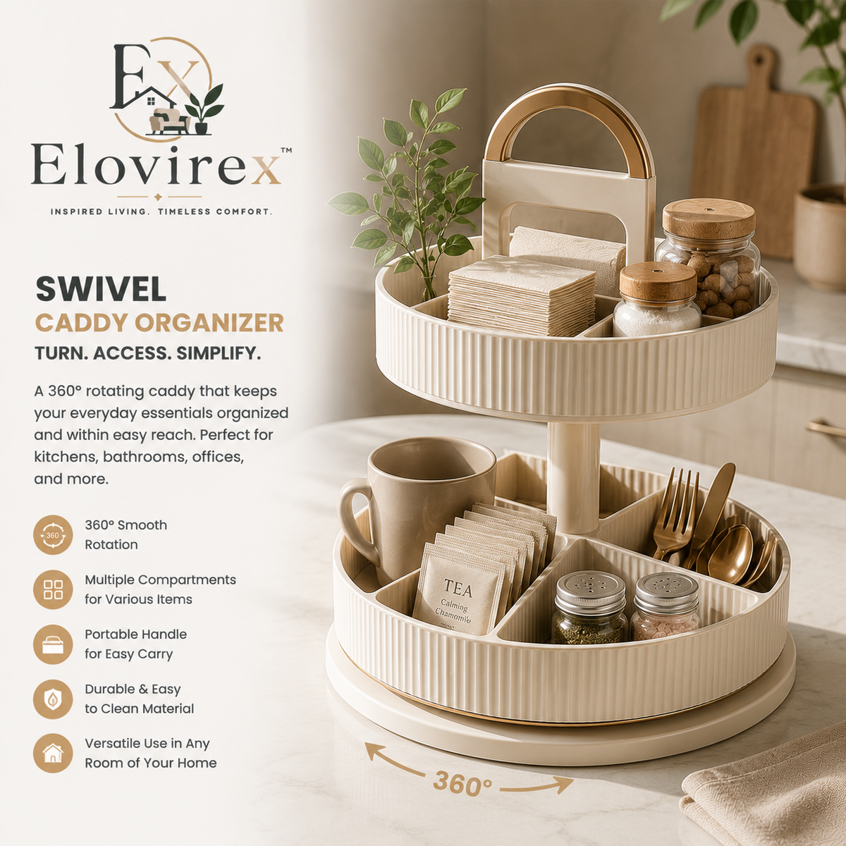 Elovirex™ Swivel Caddy Organizer