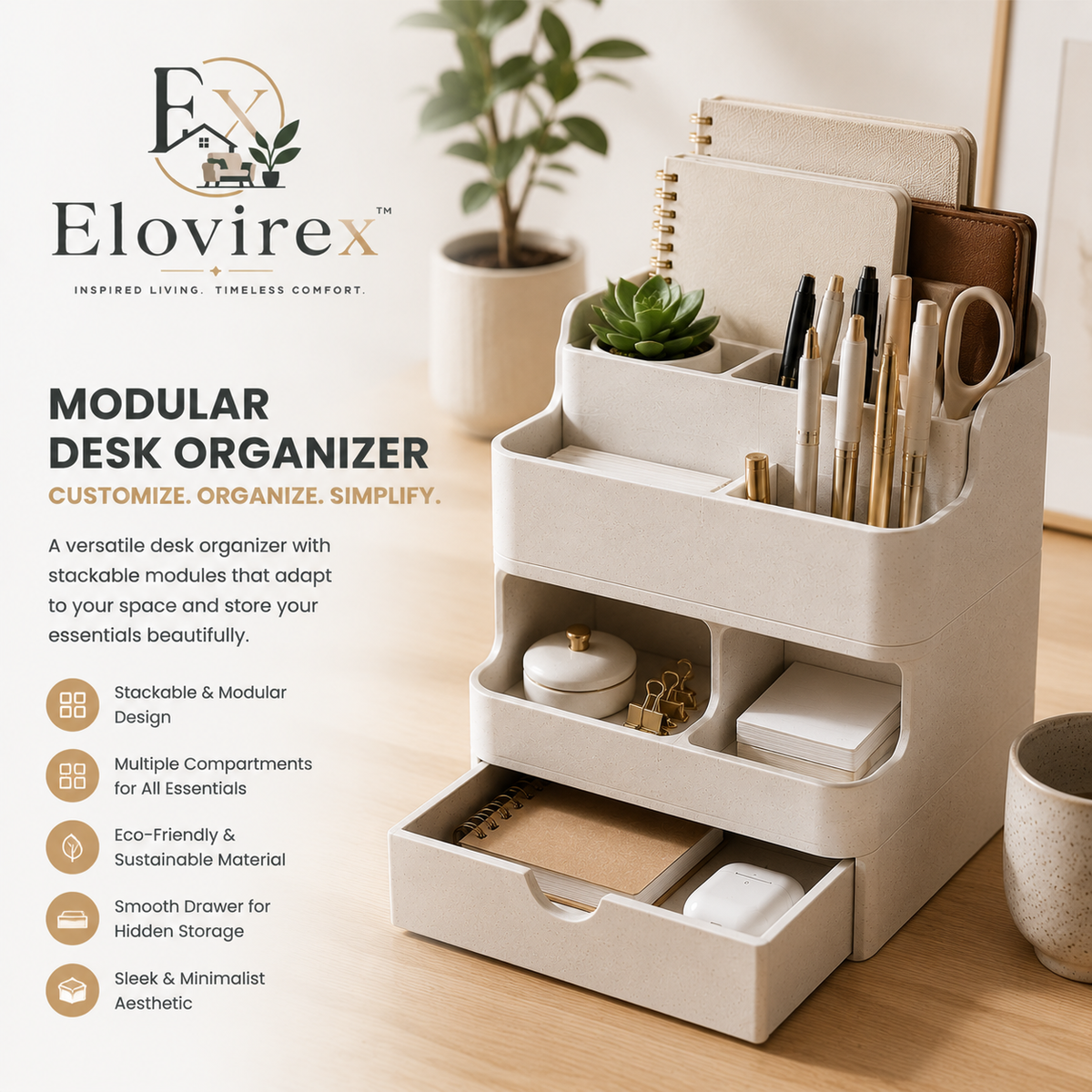 Elovirex™ Modular Desk Organizer System