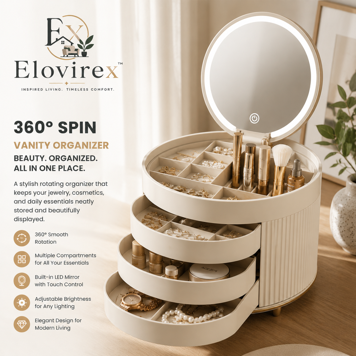 Elovirex™ 360° Spin Vanity Organizer